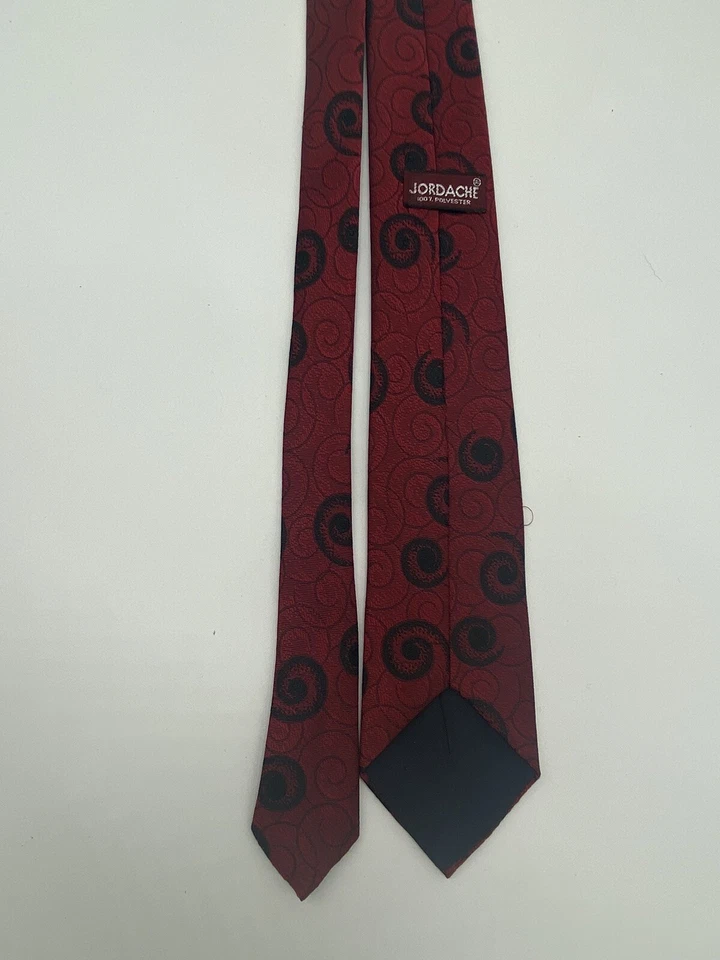 Corbata geométrica vintage Jordache para hombre ajustada granate Foto 4 de 4