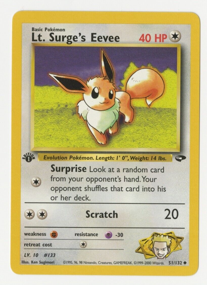 Pokémon - Lt. Surge's Eevee (Gym Challenge 1st Edition card - 51/132)