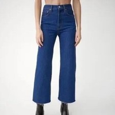 Re/Done Original Wide Leg Crop Jeans in Dark95. Size 27.