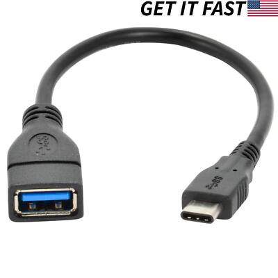 USB-A Female to Type-C Male 3.1 Data Sync Charger Charging Cable Cord OTG Black