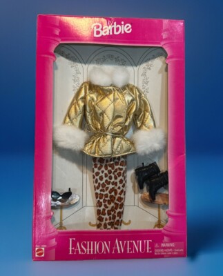 Barbie Fashion Avenue Gold Coat & Cat Print Pants Set Asst 14980