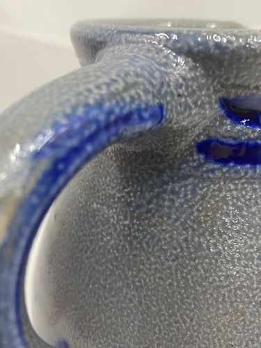 Vintage 7 3/4” Blue & Gray Salt-glazed 1 Liter Studio Made Jug Pitcher - Picture 12 of 16