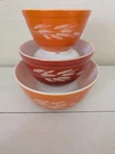 Vintage Pyrex Autumn Harvest Wheat Nesting Bowls Set Of 3