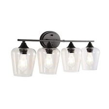 JYL7548A Jayne 32" 4-Light Iron/Glass Cottage Rustic 4 Bulb Oil-Rubbed Bronze