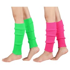 Leg Warmers for Women Girls 80s Ribbed One Size, 2 Pack green rose 