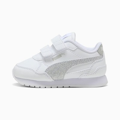 Puma Unisex Toddler ST Runner Hook and Loop, Puma White-Puma Silver-Cool Light G