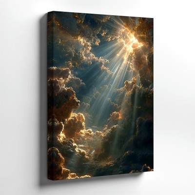 Wall Art Dramatic Sky Clouds Sun Rays Heavenly Light Canvas Print Poster Print