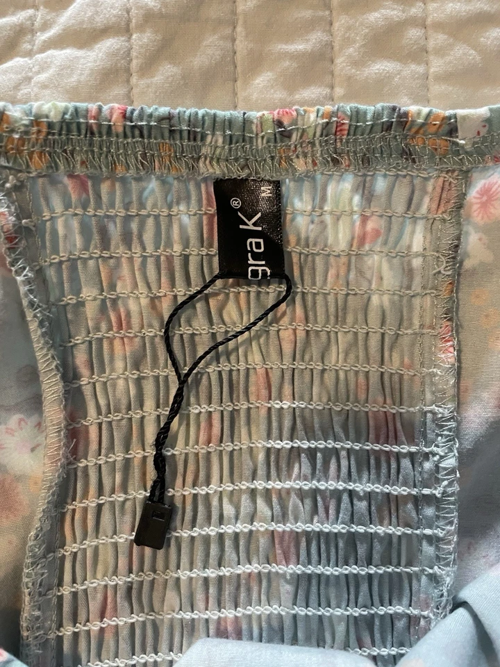 New Never Worn Allegra K Top Puff Sleeves Cottage Core Floral Pattern - Image 3 of 4