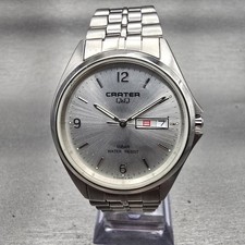 Citizen Q&Q Carter Watch Men 36mm Silver Dial Silver Tone Daydate Round New Batt