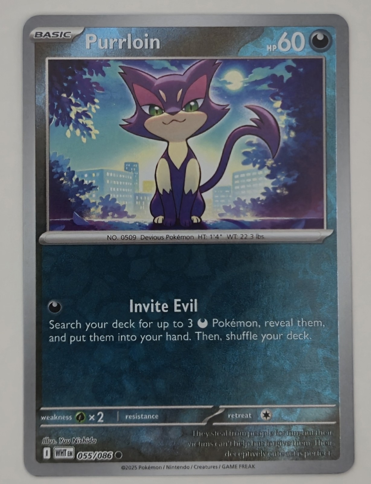 Purrloin 055/086 Reverse Holo Common White Flare Pokemon TCG NM