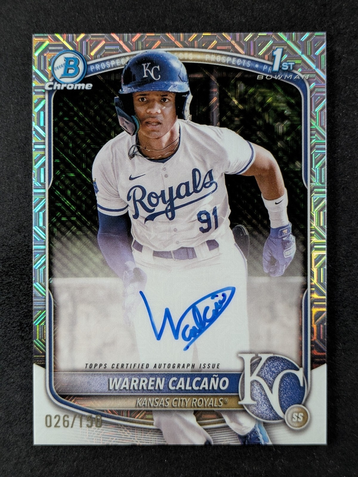 2025 Bowman Chrome WARREN CALCANO 26/150 1st Bowman Auto HTA Choice Ref. #CPA-WC