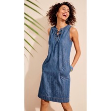 TALBOTS Denim Lace Up Shift Dress Plus Size 20W NEW Chambray Casual Beach