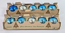 10 Vintage Newcrest 1.75" Glass Christmas Ornament Balls #15