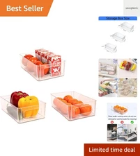 Refrigerator Organizer Bins 3 Pack Fridge Organizers with Handles Clear Freez...