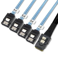 2 Pack Mini SAS Cable 0.5M/1.6FT, 36P SFF-8087 to 7Pin 4 SATA, Data Transfer