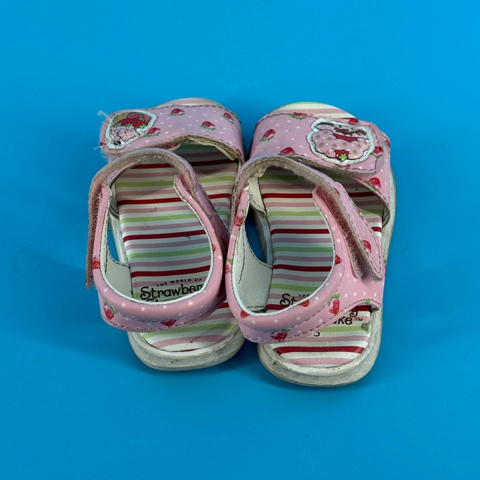 Sandalias De Colección Strawberry Shortcake Niñas Pequeñas Talla 5 Rosa Rayas Personaje Foto 3 de 4