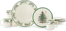 Spode Christmas Tree 12-Piece Dinnerware Set (Service for 4) - Festive Holiday T
