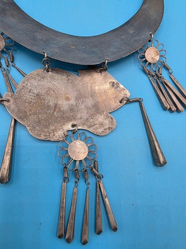 Tribal Hmong Miao Bib Necklace/ Choker Silver Plate/ Ceremonial /Rabbit Design - Picture 11 of 13