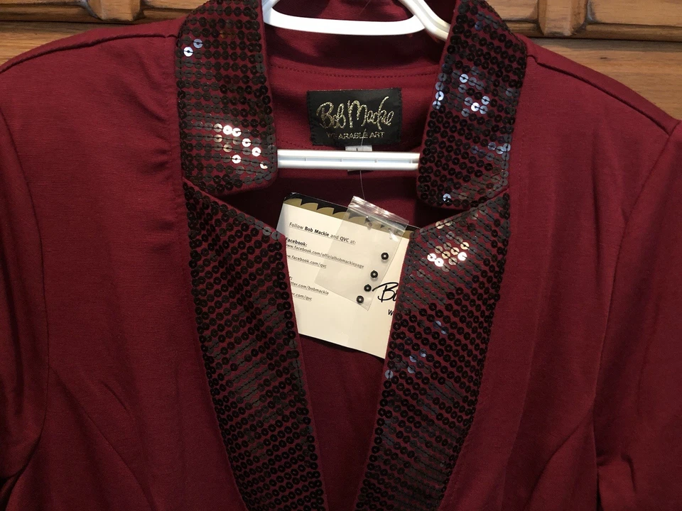 Blazer Bob Mackie Punto Ponte Un Botón con Detalle de Lentejuelas Talla Grande Foto 4 de 4