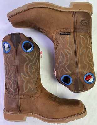 Justin Men's 11'' All Around Soft Toe Leather Western Boots-Brown-Size: 9.5 EE