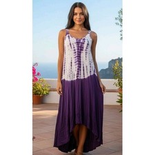 My Choice Dress Women's One Size Tie Dye Asymmetrical Embroidered Vacay Summer