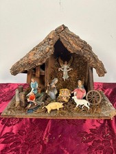 Presepe Nativita' decorazione Natale Christmas  pastori animali capanna vintage.