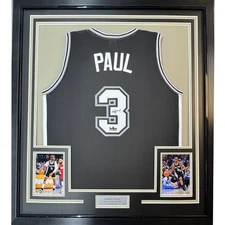 Framed Facsimile Autographed Chris Paul 35x39 San Antonio Black Reprint Jersey