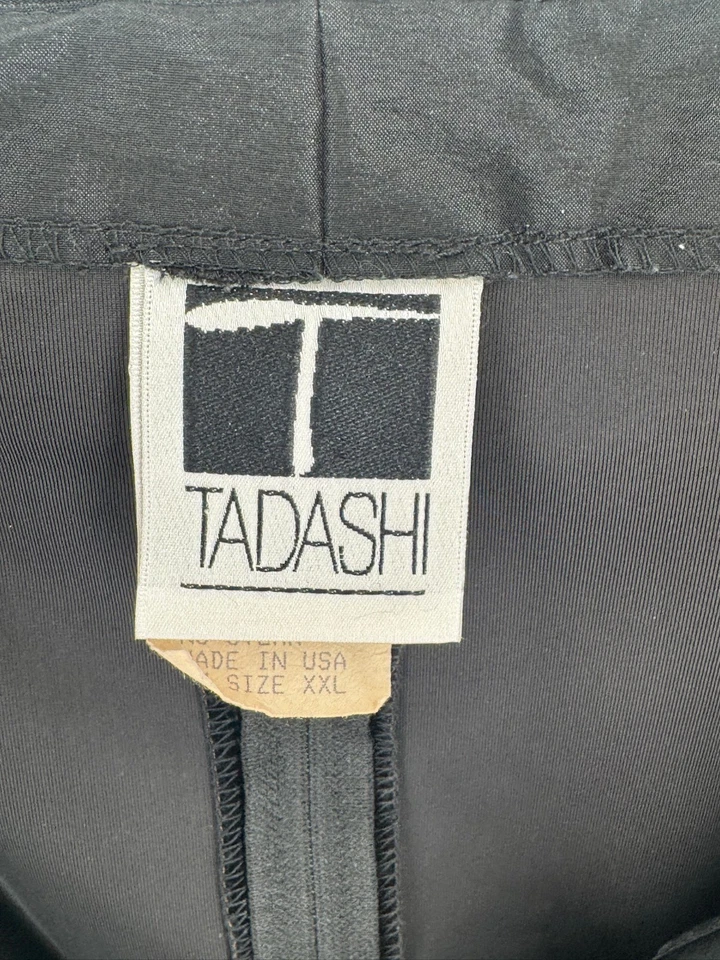 Chaqueta de Noche Envolvente Cuello Chal Terciopelo Terciopelo Negro Colección Tadashi Talla XL Foto 3 de 4