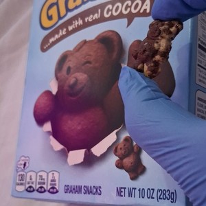 Choco Teddy Grahams Mixed Cookie. The Spots On The Cookie Is From The Honey Bear