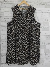 Sonoma Sleeveless Tiered Pockets Linen Blend Black Floral Dress Womens 4X