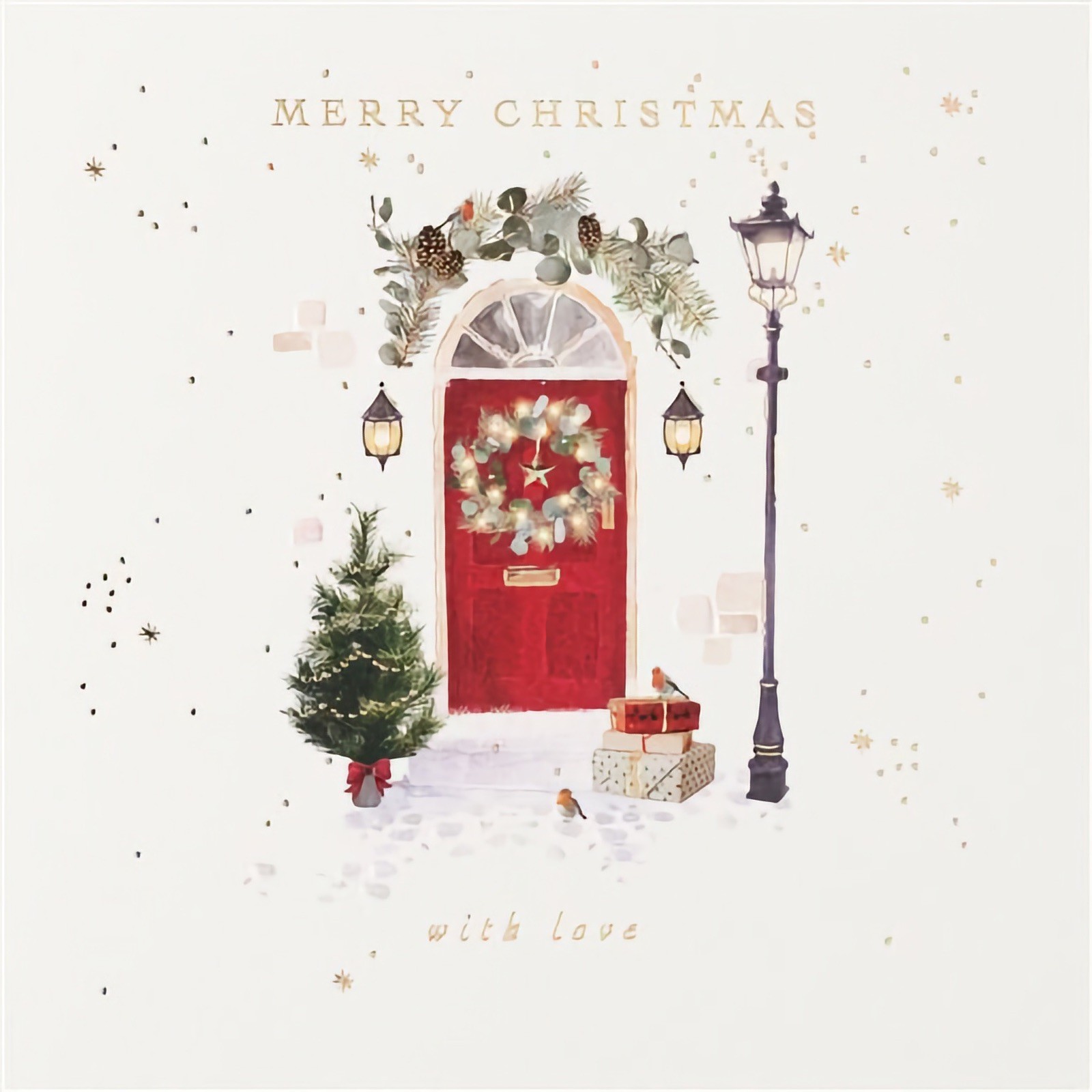 Merry Christmas Card Doorway Wishing You A Wonderful Festive Season Male Female