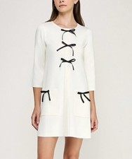 Zara Stretch Knit Mini Dress With Bow  Detail Large