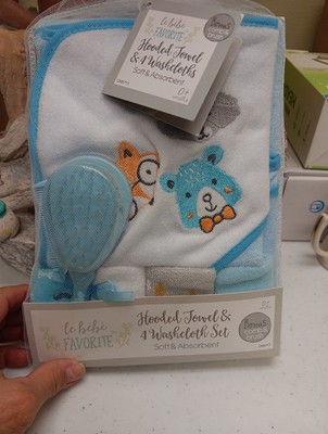 Le Be Be Favorite Hooded Towel And Washcloth Set Blue 0 Plus Mos.