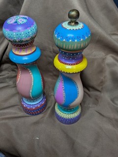 Unique Colorful Vintage Salt Shaker and Pepper Grinder Set Of 2