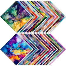 48Pcs Marbled Themed Mixture Colored Paper, 6"×6” Scrapbooking Cardstock Pape...