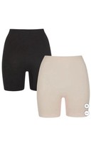 Carole Hochman Women's 2 Pack Slip Shorts, Black/Beige, Size M