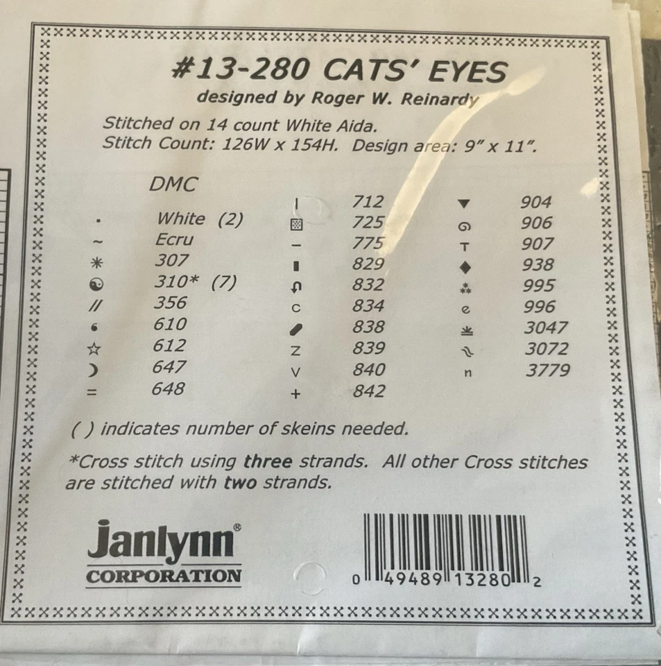 Janilynn’s Cat's Eyes Counted Cross Stitch Pattern by Just-a-Chart New Thread - Image 2 of 3