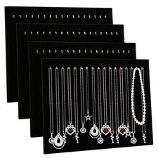 CertBuy 4 Pack Black Velvet Necklace Display Stands for Selling Jewelry Neckl...