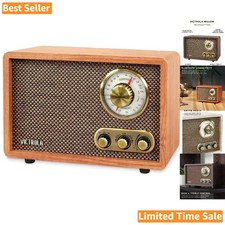Vintage-Inspired Bluetooth Radio with Walnut Finish: Wireless Streaming  AM/FM