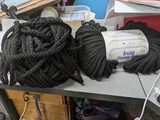 NEW VNTG BLACK 1 RAPPED 1 NOTBRAIDED ELEGANCE CORD - 6mm 100yds - CRAFT MACRAME