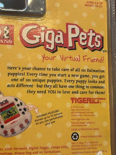 Factory Sealed NEW Vintage Disney 101 Dalmatians GIGA PET Virtual Friend 1997 - Picture 6 of 6