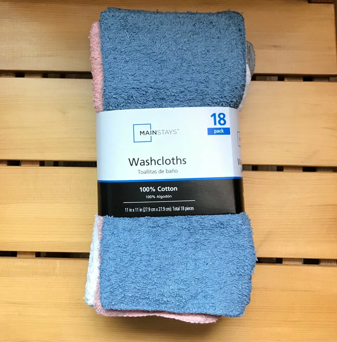 Mainstays 18-Pack Washcloth Bundle, Multi Color Collection 