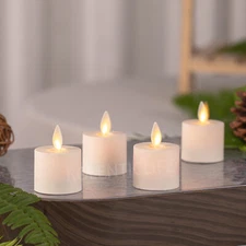 Luminara Flameless Tealights Candles with Remote Ivory Votive Tea Light 4PCS