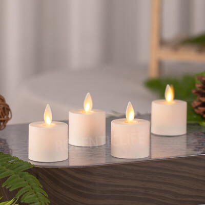Set of 4 Luminara Flameless LED Battery Operated Tealight Candle w/ Remote Ivory