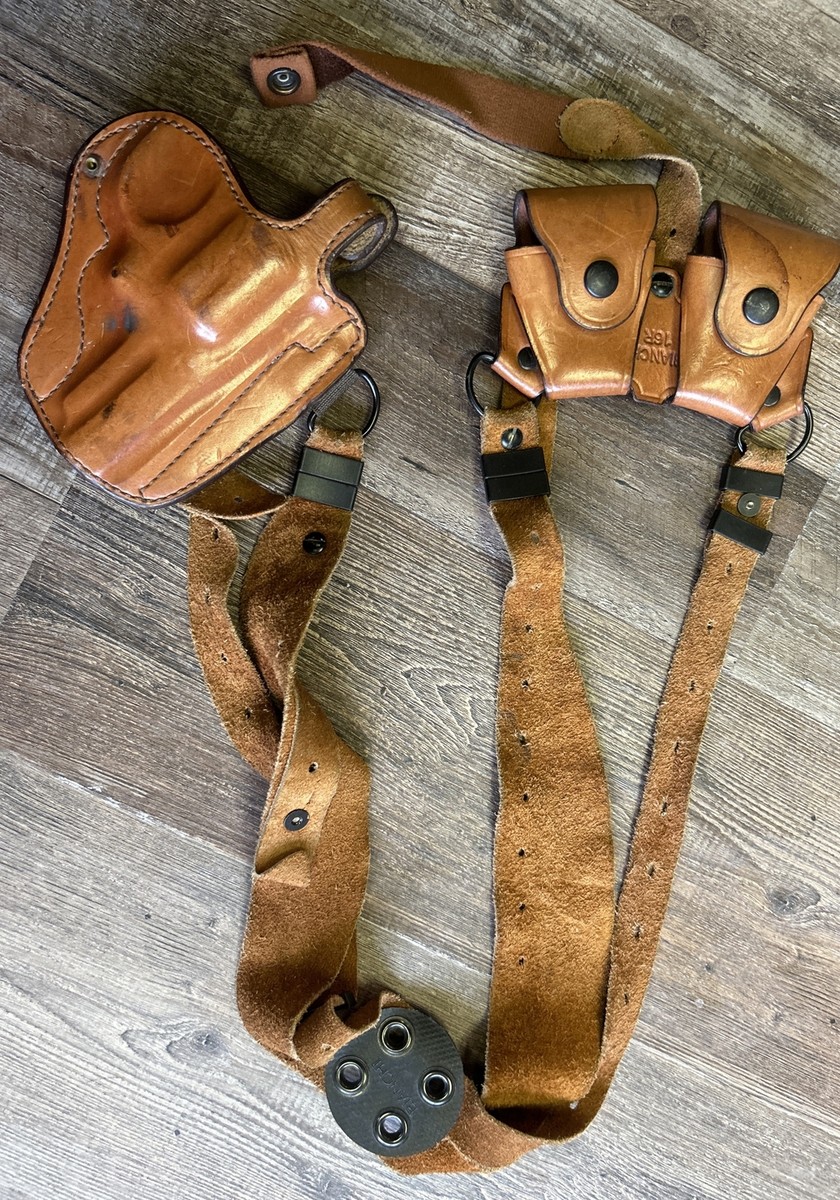 US Bianchi Pistol 16 L Med Revolver Gun Leather Holster W/ 16R-1