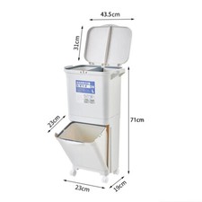 Kitchen Rubbish Waste Bin Recycling Dual Multi Compartment Pedal Dustbins Wheels