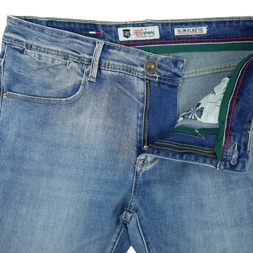 Jeans Uomo Slim Fit Elasticizzati Chiari 5 Tasche 46 48 50 52 54 56 58 60 ALFIO - Immagine 2 di 4