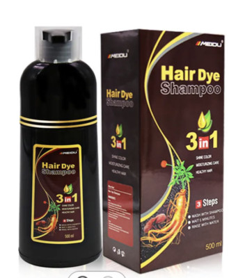 Meidu Hair Dye Shampoo 3 in 1 Herbal Ingredients For Men and Women Dark Brown
