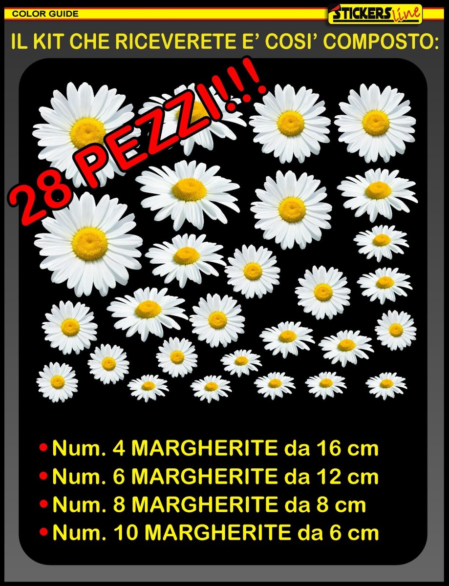 Set di adesivi floreali Blümchen nero-giallo | Flower-Power adesivi per bicicletta, laptop, cellulare, cucina, bagno, adesivi per veicoli | resistenti alle intemperie | kfz284