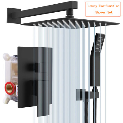 Shower Faucet Set System 2-Function Bathroom Rainfall Shower Head Valve Mixer